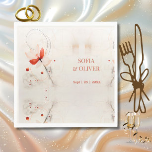 Elegant Cream and Red Poppies Wedding Napkin