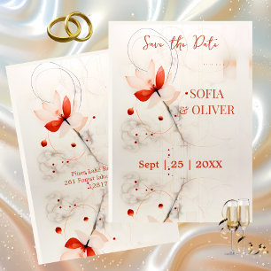Elegant Cream and Red Poppies Wedding Save The Date