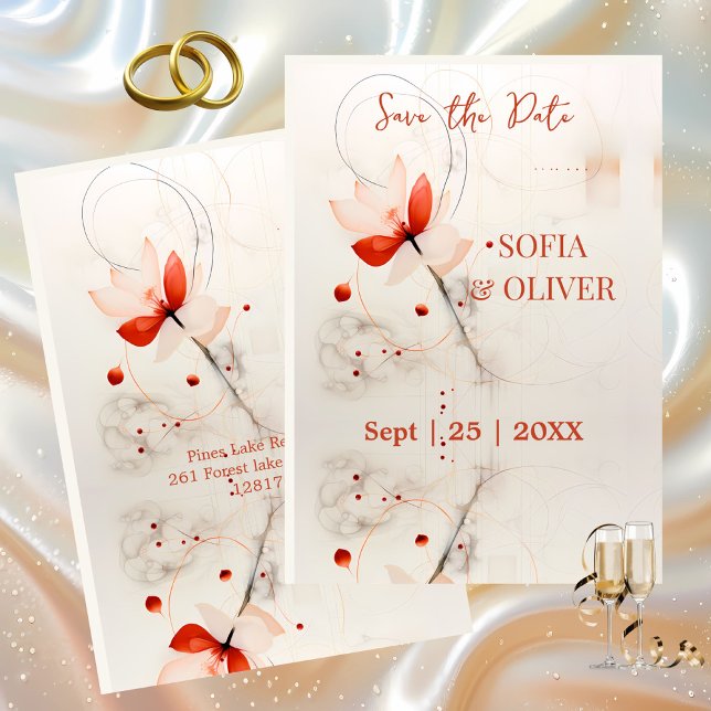 Elegant Cream and Red Poppies Wedding Save The Date (Creator Uploaded)