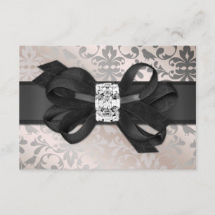 Elegant Cream and Silver RSVP with Bow Card