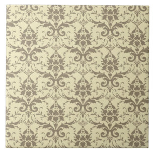 Elegant Cream and Tan Damask Tile