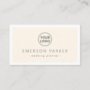 Elegant cream and white modern minimalist add logo business card