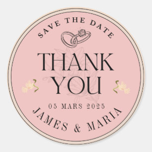 "Elegant Cream and White Wedding Thank You Sticker