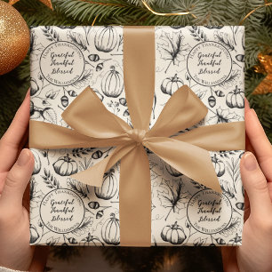 Elegant Cream Autumn Harvest Pumpkins Custom Wrapping Paper