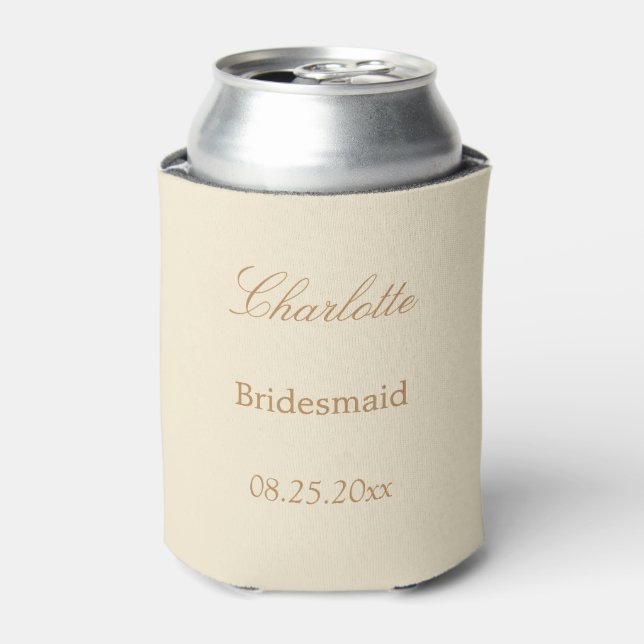 Elegant Cream Beige Bridesmaid Favour Can Cooler (Can Front)