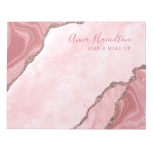 Elegant Cream Blush Pink Agate Geode Business Notepad