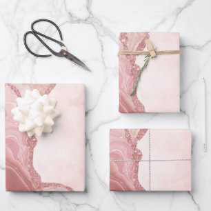 Elegant Cream Blush Pink Agate Geode  Wrapping Paper Sheet
