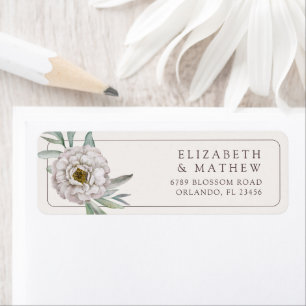 Elegant Cream & Brown Floral Wedding Label Return Address Label