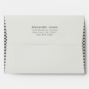 Elegant Cream Charcoal Check Pattern Business Envelope