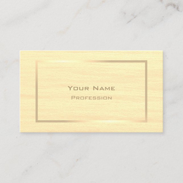 Elegant Cream Colored with Gold Frame Professional Business Card (Front)