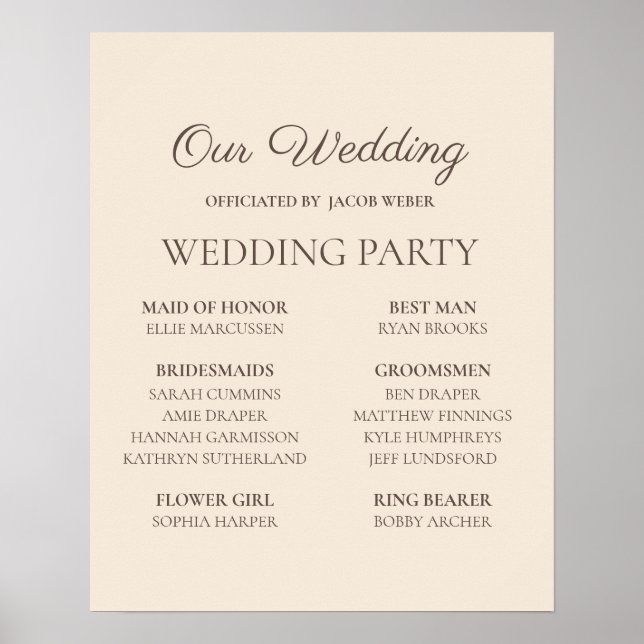 Elegant Cream-Coloured Wedding Party  Poster (Front)
