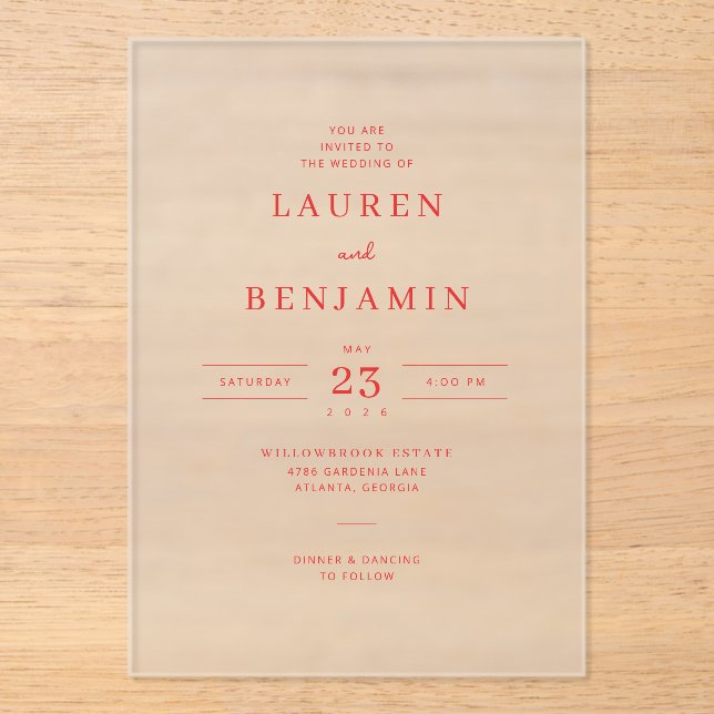Elegant Cream Coral Wedding Invitation (Front)