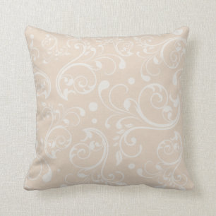 Elegant cream damask swirl pattern chic neutral cushion