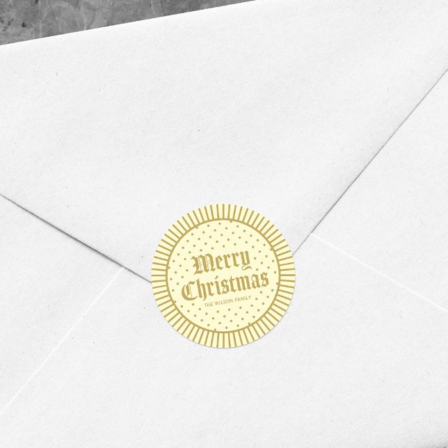 Elegant Cream Decorative Geometric Merry Christmas Classic Round Sticker (Creator Uploaded)