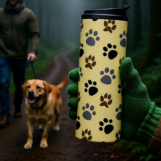 Elegant Cream Dog Paw Print Thermal Tumbler (Elegant Cream Dog Paw Print Thermal Tumbler)