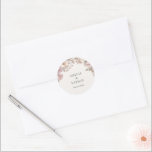 Elegant Cream Dusty Pink Magnolia Floral Wedding Classic Round Sticker<br><div class="desc">Elegant wedding sticker featuring Dusty Pink and Cream Magnolia watercolor florals in a soft, romantic style. Perfect for sealing envelopes, favour bags, or gift boxes, this floral sticker coordinates beautifully with matching invitations, RSVP cards, menus, and thank-you cards from the same stationery suite. Personalise with your initials, wedding date, or...</div>