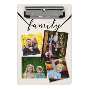 Elegant Cream Family Photo Collage Template Mini Clipboard