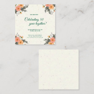 Elegant Cream Floral 50th Anniversary inviation Enclosure Card