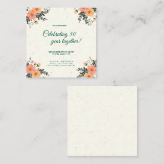 Elegant Cream Floral 50th Anniversary inviation Enclosure Card