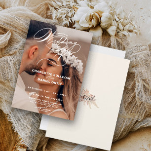 Elegant Cream  Floral Boho The Wedding Of  Photo   Invitation