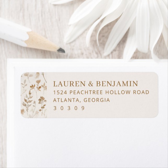 Elegant Cream Floral Return Address Label (Insitu)