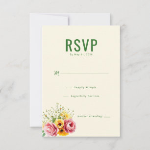 Elegant Cream Floral RSVP Card
