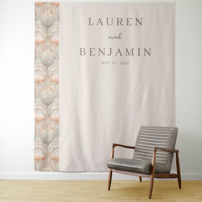 Elegant Cream Floral Tapestry (In Situ)