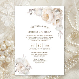 Elegant Cream Floral Wedding Reception Invitation