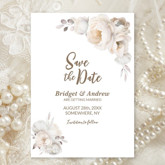 Elegant Cream Floral Wedding Save The Date (Creator Uploaded)