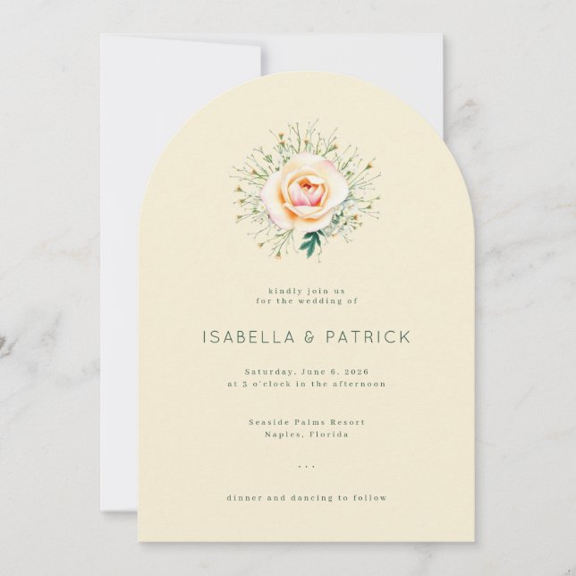 Elegant Cream Floral Wreath Invitation (Front)