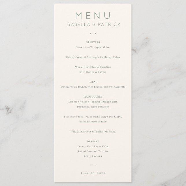 Elegant Cream Formal Menu (Front)