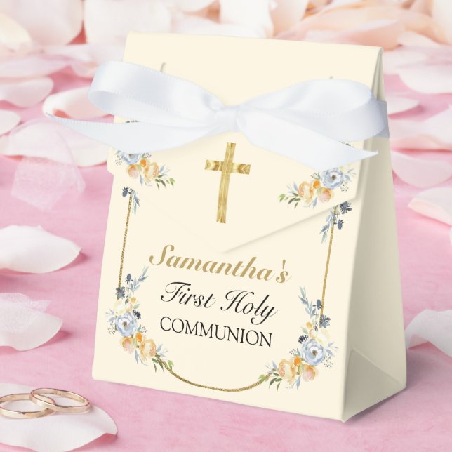 Elegant Cream Girls Floral 1st Holy Communion  Favour Box (Wedding)