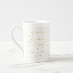 Elegant Cream & Gold Christmas Entertaining Bone China Mug