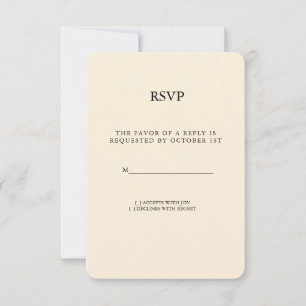 Elegant Cream & Gold Minimalist Wedding RSVP card