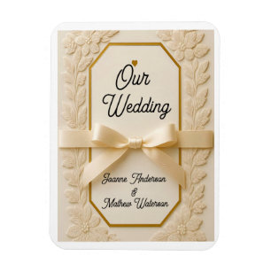Elegant Cream & Gold Wedding Invitation Magnet