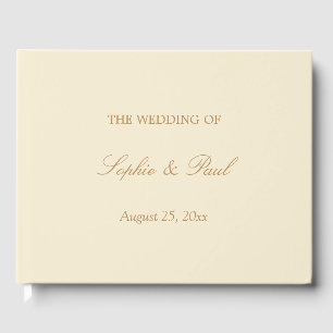 Elegant Cream Golden Beige Wedding Guest Book