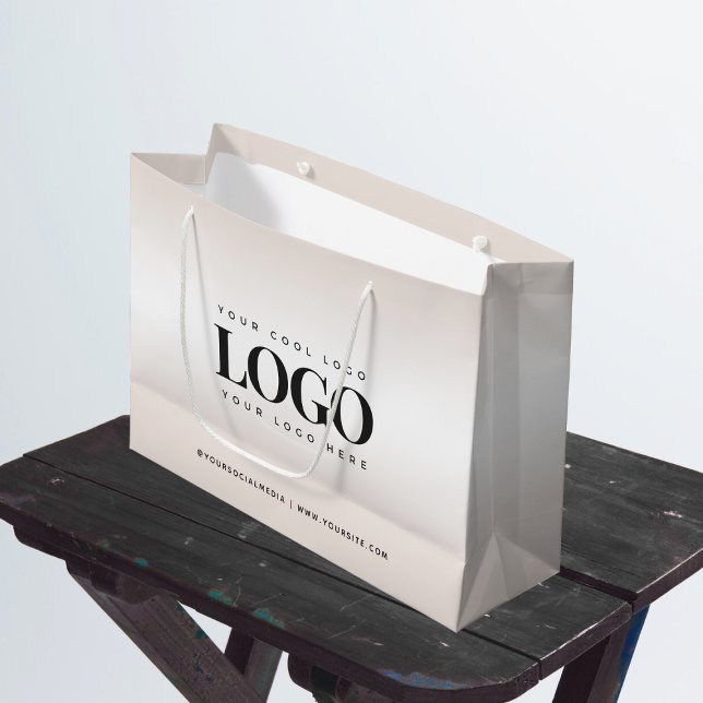 Elegant Cream Gradient Chic Custom Business Logo Large Gift Bag (Creator Uploaded)
