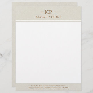 Elegant Cream Linen Gold Minimalistic Text Custom Letterhead