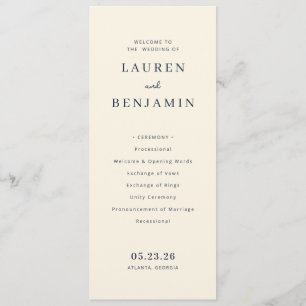 Elegant Cream Minimalist Wedding Program