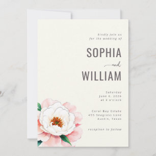 Elegant Cream Peony Floral Invitation