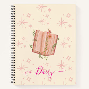 Elegant Cream pink floral starry diary Notebook