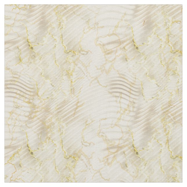 Elegant Cream Ripple & gold  Fabric (Close Up)