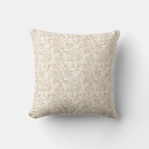 Elegant Cream Rose Floral Cushion