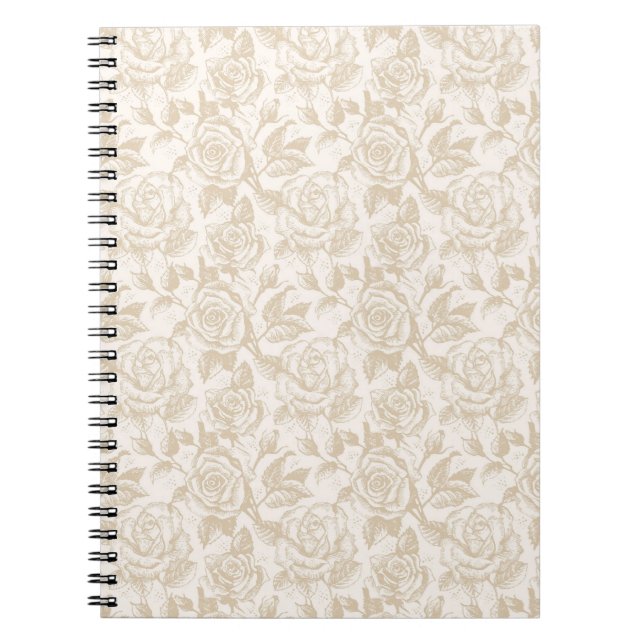 Elegant Cream Rose Floral Notebook (Front)