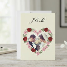 Elegant Cream Rose Heart Wedding Invitation