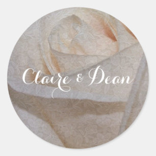 Elegant Cream Rose Wedding Envelope Seal Stickers