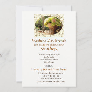 Elegant Cream Roses Mother's Day Brunch Invitation