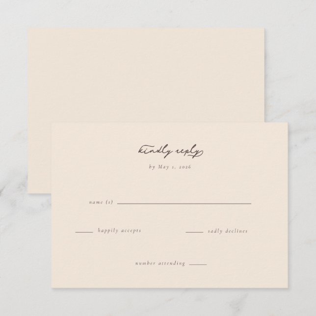 Elegant Cream RSVP Card (Front/Back)