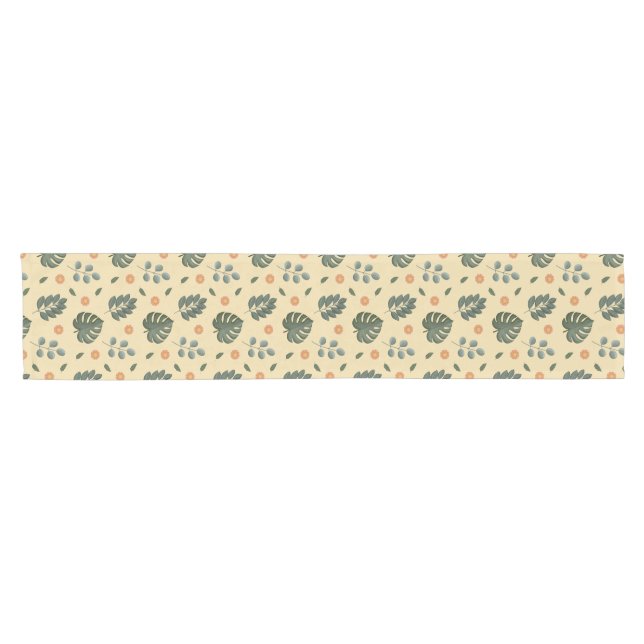 Elegant Cream Sage Green Botanical Short Table Runner (Horizontal)