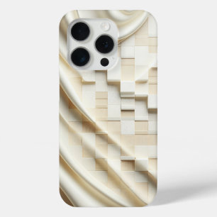 Elegant Cream Satin Drapery & 3D Cube Phone Case